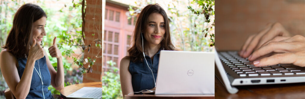 Professora de francês em aula individual online